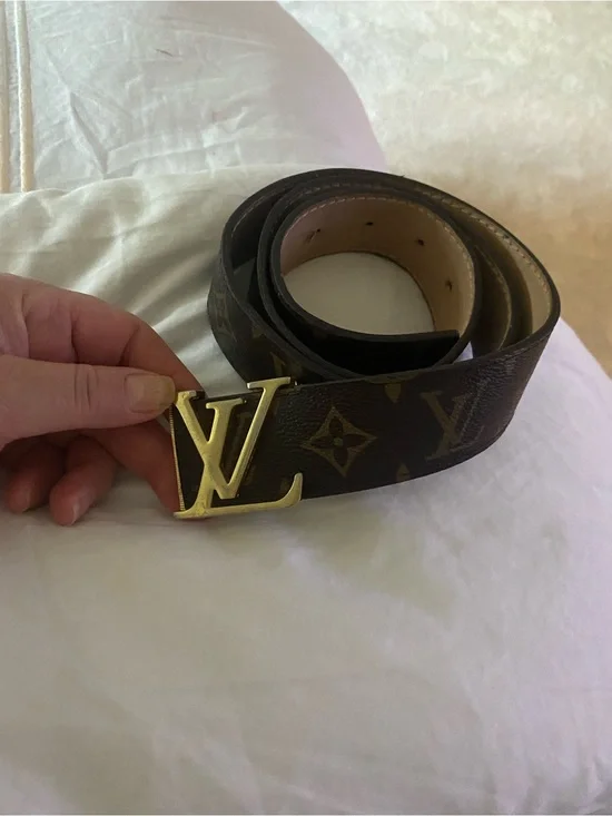 Louis Vuitton Monogram Canvas Belt with Gold LV Buckle