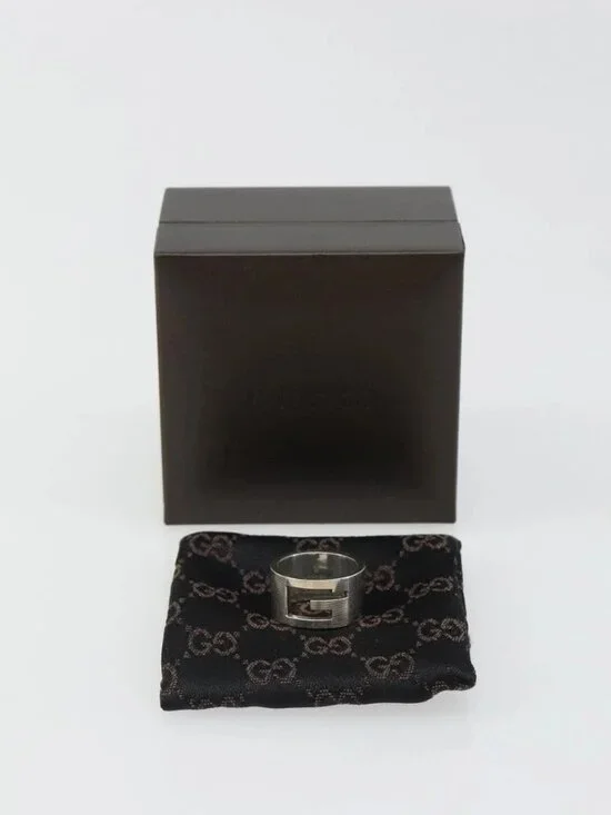 GUCCI Branded G Ring Ag925 Silver Auth SW2379V