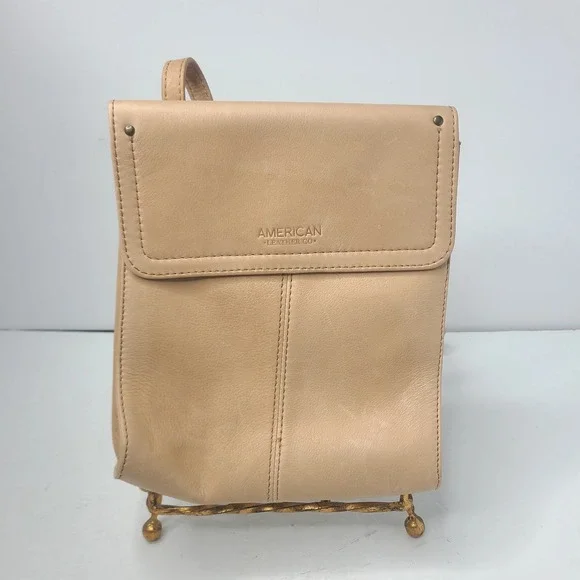 American Leather Co. Kansas Large Travel Crossbody Bag‎ Light Tan Purse