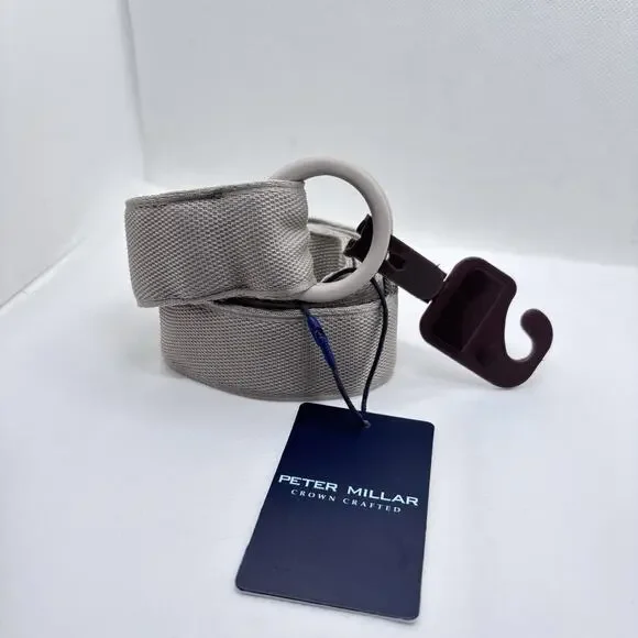 Peter Millar Crown Crafted Canvas Ring Belt Casual Golf Khaki Sz L