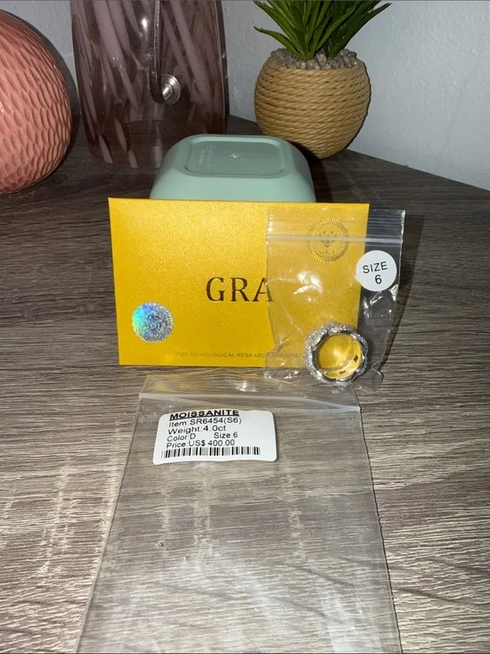 4.0 carat Moissanite ring, size 6.