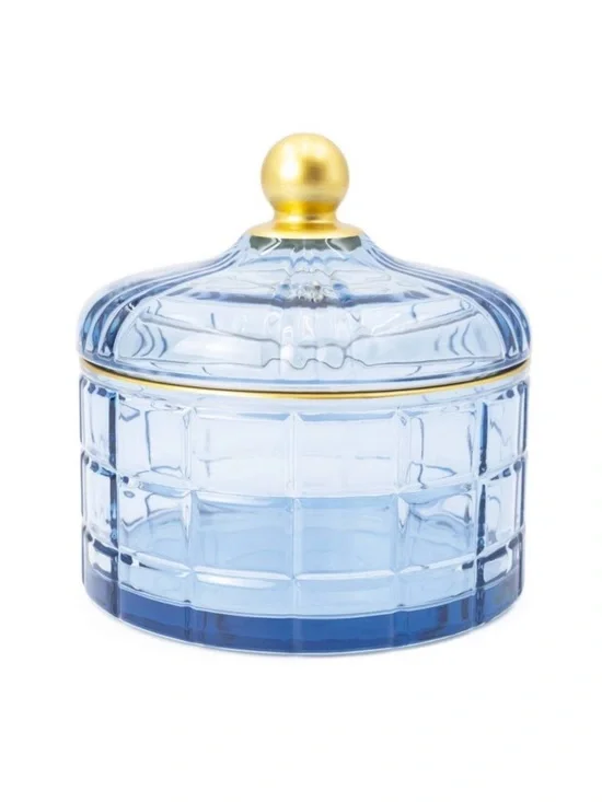 Blue Glass Lidded Trinket Box with Gold Trim - Target Bullseye's Playground™