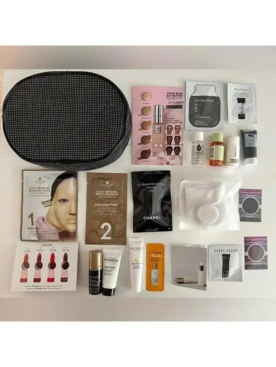 Luxury high end beauty bag of skincare/makeup samples & deluxe trial size bundle