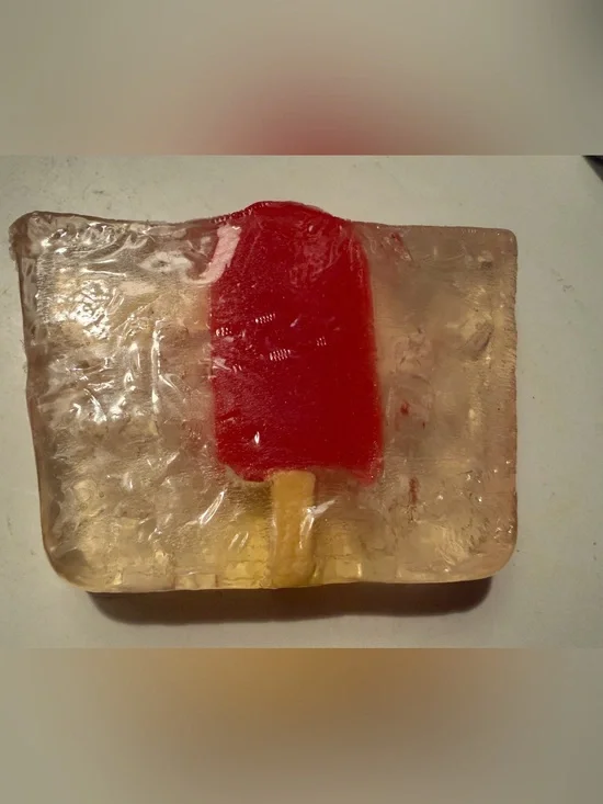 Clear Bar Hand Soap with Red Popsicle Design - Women Bath & Body