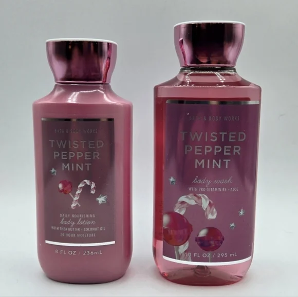 Bath & Body Works Twisted Peppermint Body Wash and Lotion Bundle Set