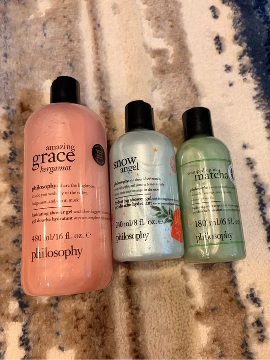 Philosophy Amazing Grace Bergamot & Snow Angel + Matcha Trio - Pink, Blue, Green