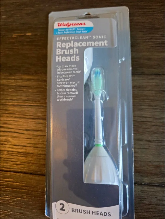 Walgreens EffectaClean Sonic Replacement Brush Heads Soft Screw-On White 2-Pack