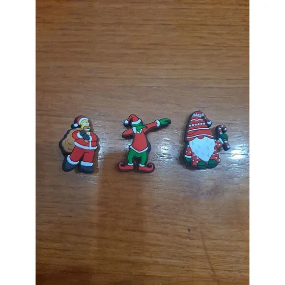 Lot Of 3 Christmas Holiday Themed‎ Croc Charm Jibz Grinch Gnome Homer Simpson