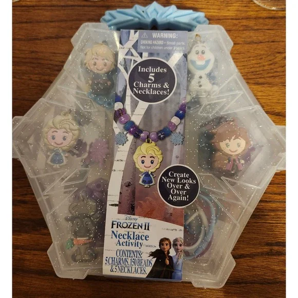 Disney Frozen II Necklace‎ Activity Set 5 Charms 150 Beads 5 Necklaces NIB