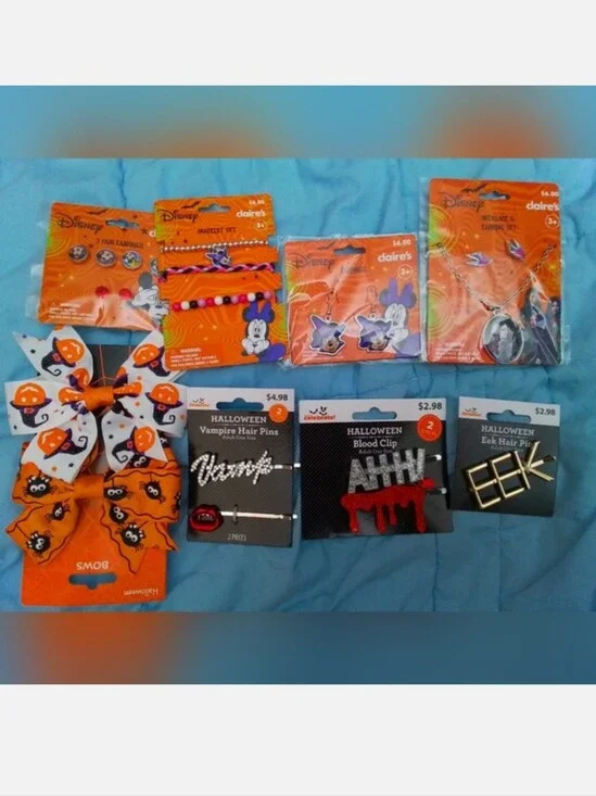 #FF Claire's Halloween Hair Clips and Pins in Orange, Black, White