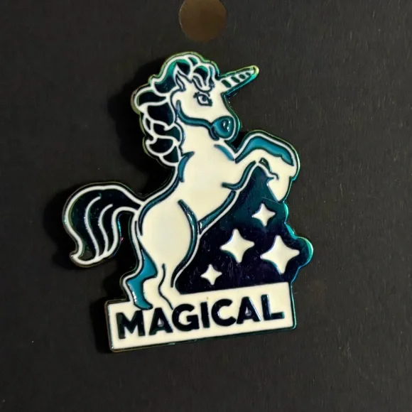 Magical Unicorn blue & white trading lapel backpack pin