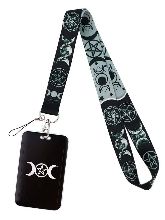 Cool Moon ID Lanyard Badge Holder for Women Men Key Card Holder Keychain Holder