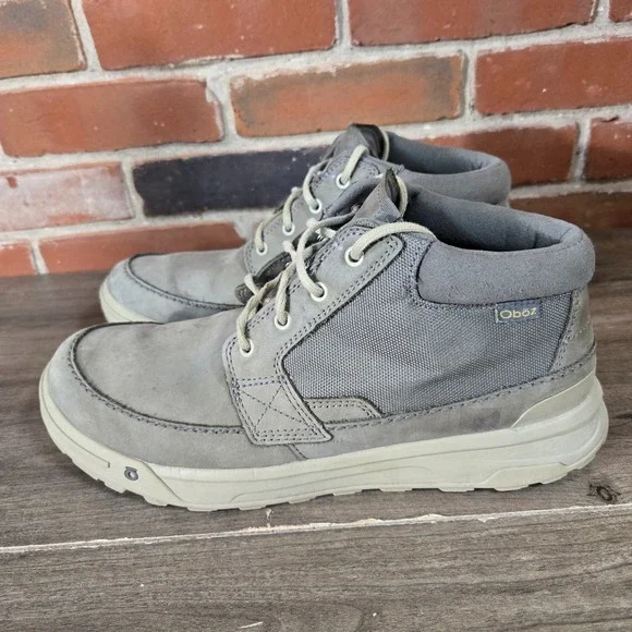 Oboz Burke Chukka Hiking Boots Mens 11.5 Leather Gray Ankle Shoe