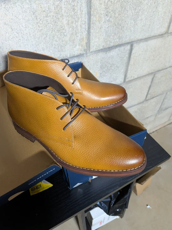 Joseph Abboud Men's Caramel Tan Leather Chukka Boots