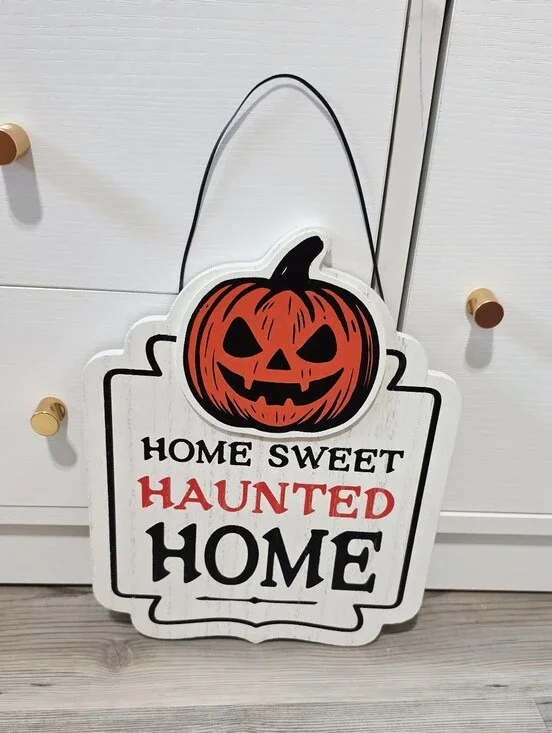 Target Bullseye Playground Halloween 2026 Wooden Sign - Home Sweet Haunted Home