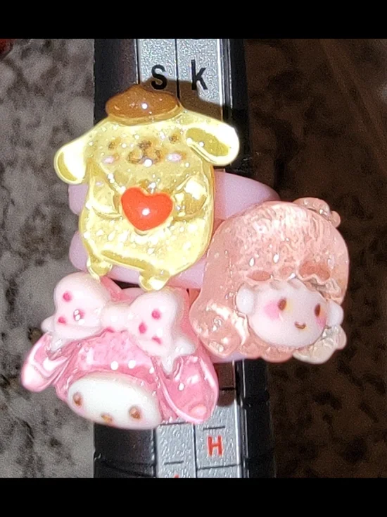 Sanrio My Melody Pink and Kuromi Black Kids Character Rings