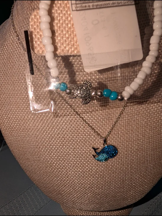 Sea Set - Beaded Turtle Bracelet & Whale Pendant Necklace
