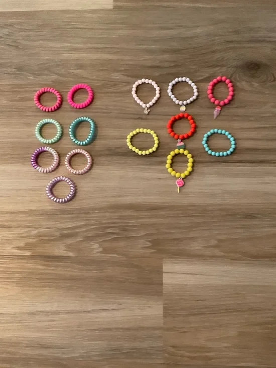 Claire’s Colorful Beaded Stretch Bracelet Set - Pink, Yellow, Teal, Lavender