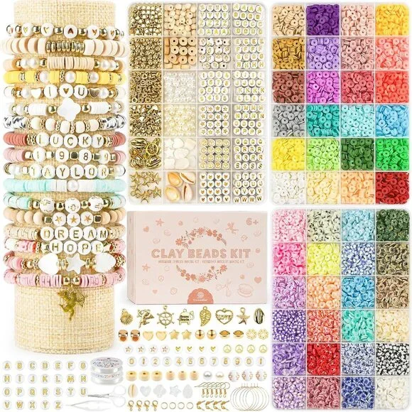 Clay Bead DIY Jewelry Kit 10800Pcs Letter Beads Friendship Bracelets SEALED