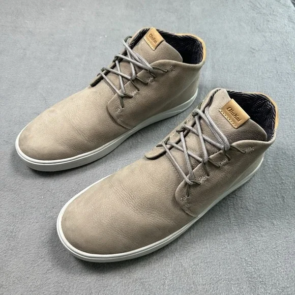 OluKai Nana Hele Chukka Boots Mens 12 Taupe Leather Shearling Lined Casual