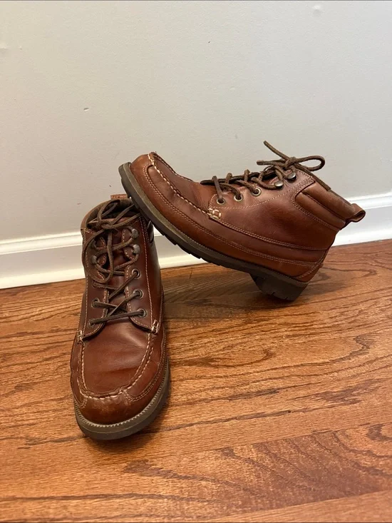 Cabela's Brown Leather Chukka Moc Toe Lace-Up Boots