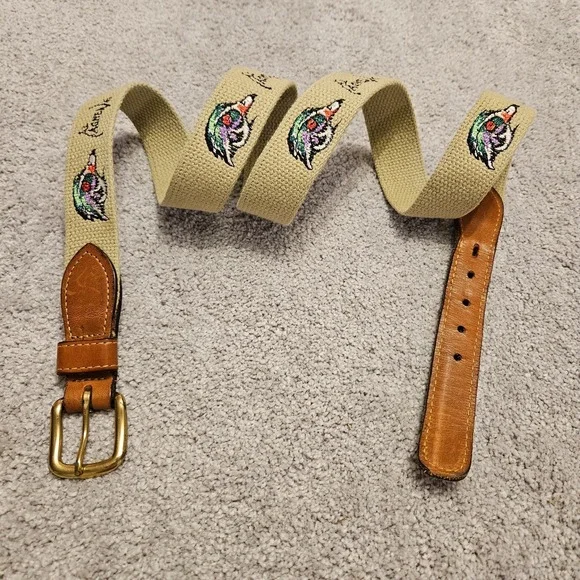 VTG Al Agnew Embroidered Canvas Belt – Wood Duck Design – Size 44 – Made in‎ USA