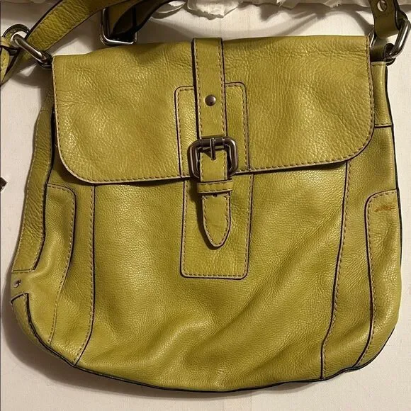 Fossil Lime Green Leather Crossbody Bag