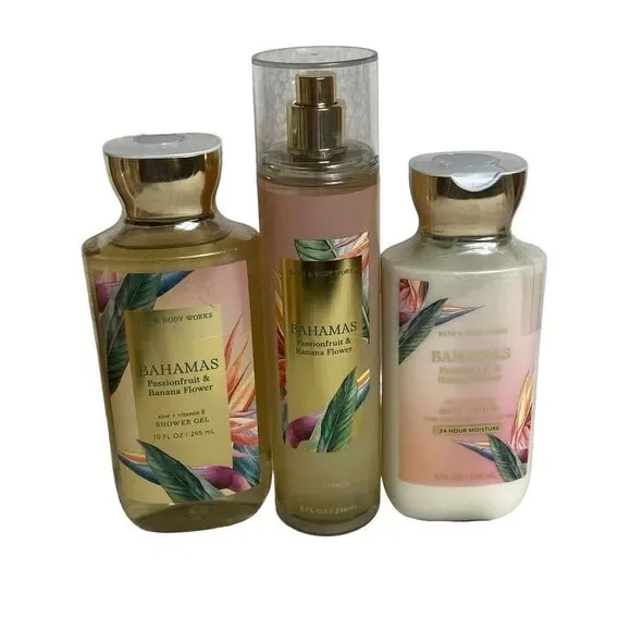 Bath and Body Works BAHAMA PASSIONFRUIT & BANANA FLOWER 3 Piece Set