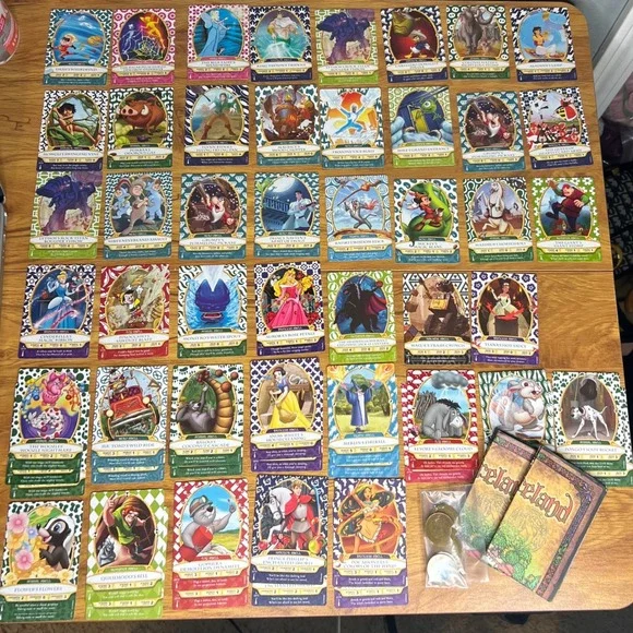 Disney Sorcerers of the Magic Kingdom 59 Card Lot Maps Coins Game Rules Board