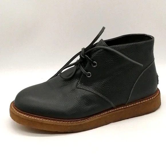 Australia Luxe Collective Mens Lincoln Chukka Boots Gray Leather Lace Up Fur 9