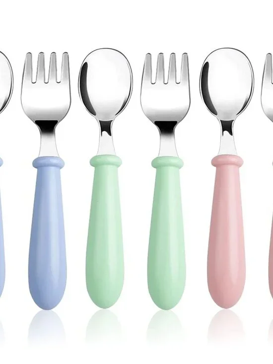 6 Pieces Toddler Utensils Kids Silverware Baby Forks and Spoons Set, Stainless S