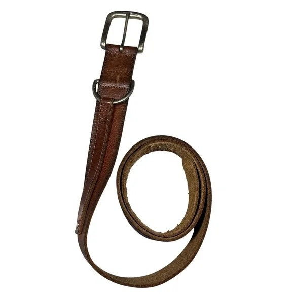 American Eagle Outfitters Mens Brown Leather Belt Silver Buckle Size Medium M