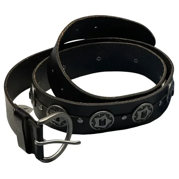 Mens Black Leather Western Concho Studded Belt Large L AEO 2015
