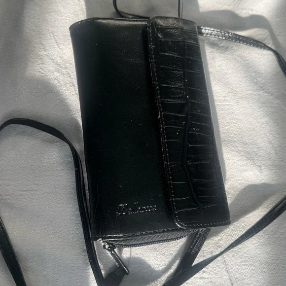 Vintage Bellerose Black Leather Crossbody Wallet Purse – Organizer Bag Y2K‎