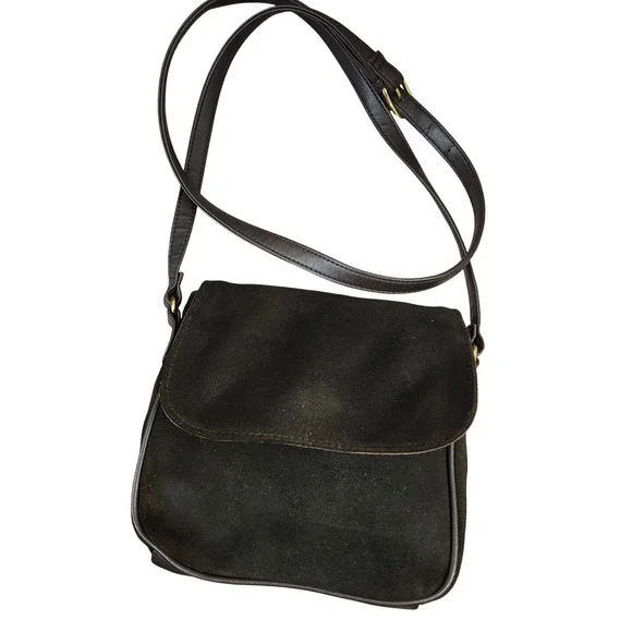 Valerie Stevens Vintage Classic Brown Suede‎ flap crossbody bag 7