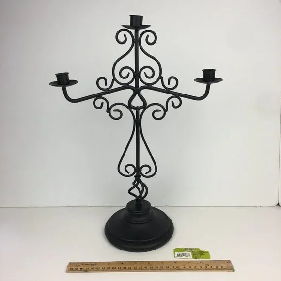 Candelabra Black Metal Wrought Iron Swirls From‎ Target Holds 3 Taper Candles