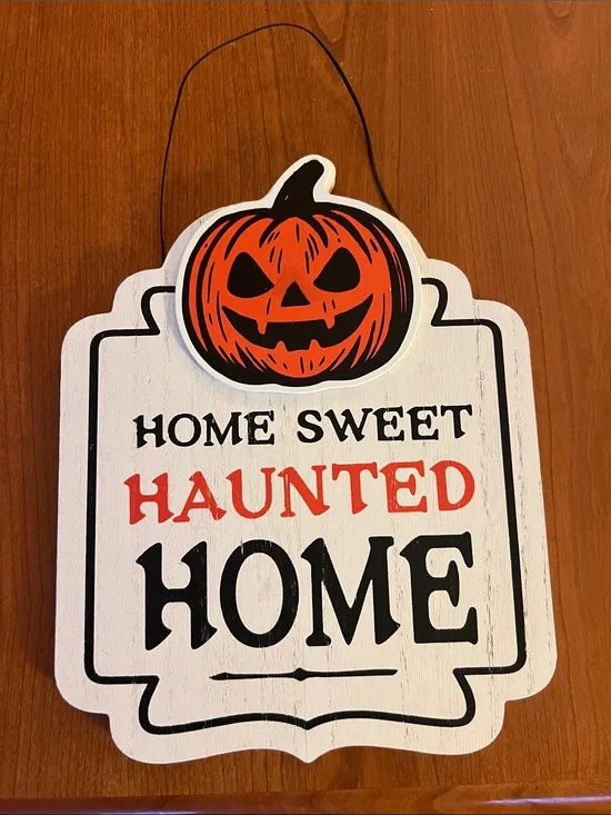 Halloween Home Sweet Haunted Home hanging jack o lantern sign  NEW 2026