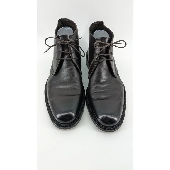 Calzoleria Napoletana Mens Dark Brown Leather Chukka Boots Made in Italy Size 43