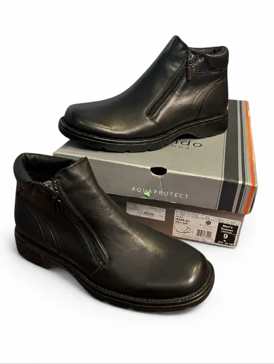 new Blondo Black Leather Alex Double Zip Comfy Rugged Chukka Boots NWT Sz 9