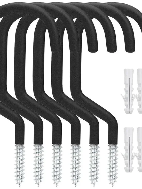 6 Pack Heavy Duty Garage Bike Storage and Utility Hooks-5.7 Inches for Garage Wa