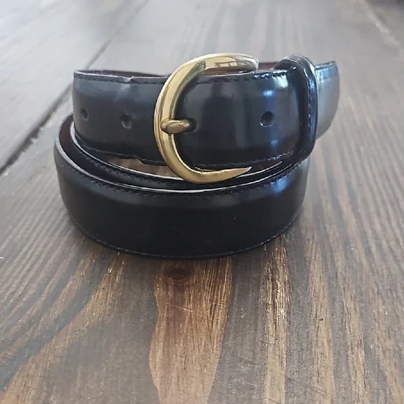 Coach Polished Black Leather Belt Costa Rica