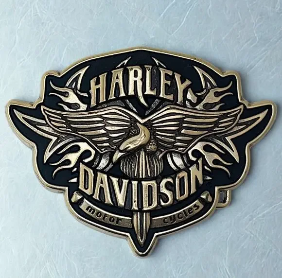 Harley Davidson Eagle Flame Belt Buckle Vintage 2005 Chrome Motorcycle Biker USA