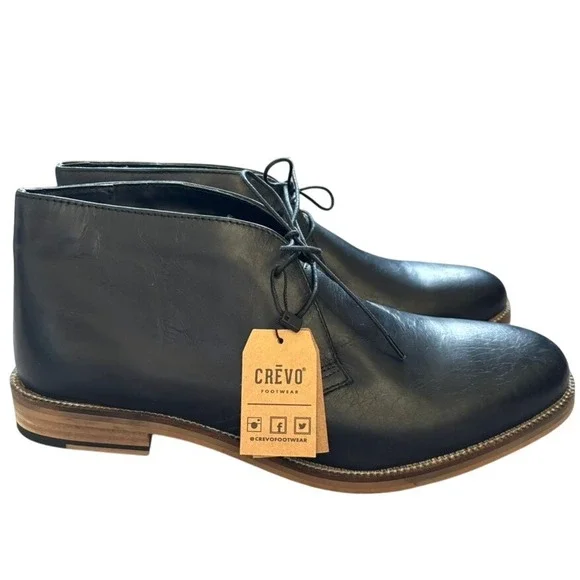 NWT Crevo Dorville Chukka Boots Sz 12 Black Leather Office Business Casual‎