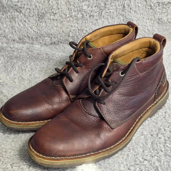 Clarks Edgewick Chukka Boots Brown OIled Leather Suede Lace Up Mens 11.5‎ EXC