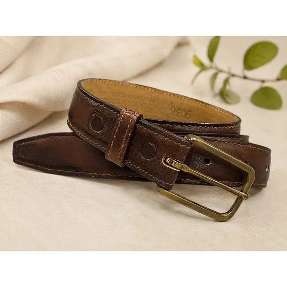 Vintage Brown‎ Aniline Glove Leather Belt Cashmere Steerhide Lined Men's Size 40