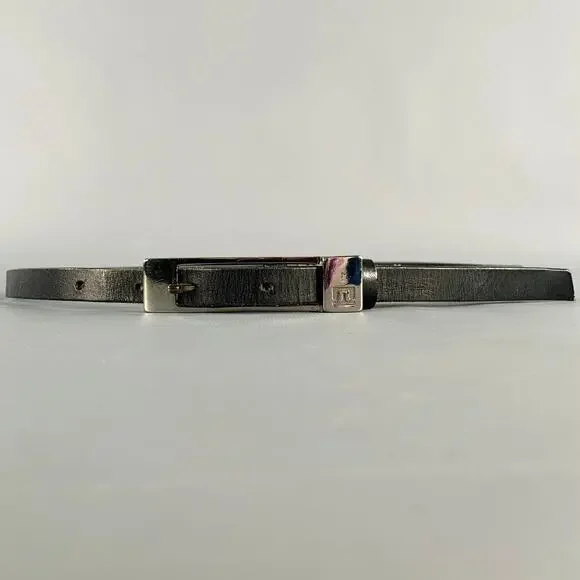 J.LINDEBERG Size 30 Black Silver Logo Leather Leather Belt