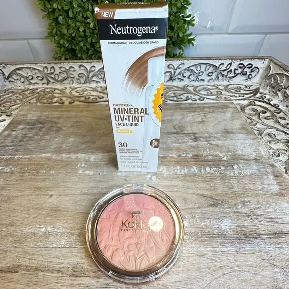 Neutrogena UVA/ UVB SPF 30 Tinted Face Sunscreen and Kokie Blush Bundle