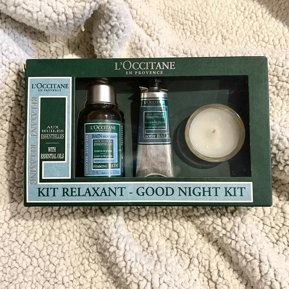NIB L'Occitane en Provence Good Night Relaxing Gift Set - 3pc Aromatherapy Kit