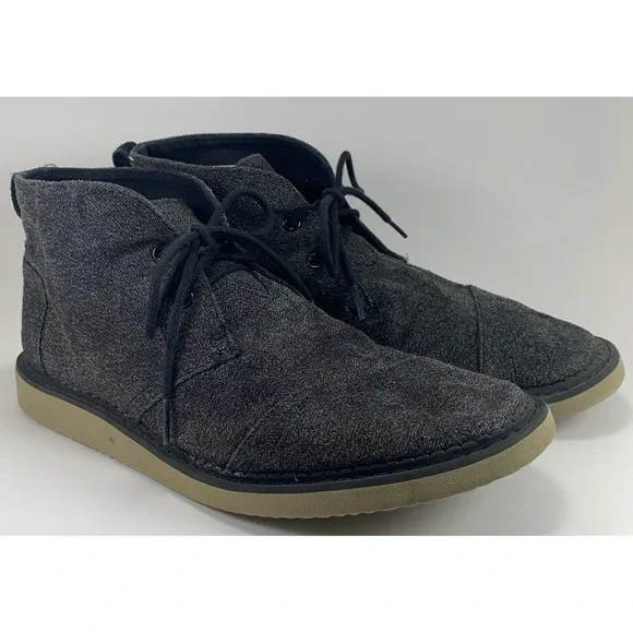 Toms Black Chukka Mateo Ankle Boots Black Charcoal Mens Size 9‎ Lace Up