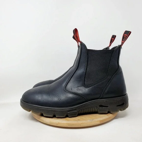 Redback Easy Escape Boot Mens 8 Chelsea Black Leather Work Casual Shoe UBBK WORN